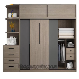 Tủ quần áo DH201 cánh trượt, thiết kế hiện đại của DOHOME