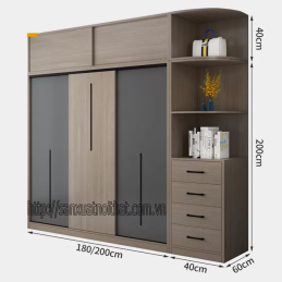 Tủ quần áo DH201 cánh trượt, thiết kế hiện đại của DOHOME