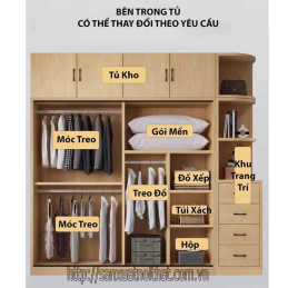 Tủ quần áo DH202 cánh trượt, thiết kế hiện đại của DOHOME