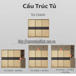 Tủ quần áo DH202 cánh trượt, thiết kế hiện đại của DOHOME