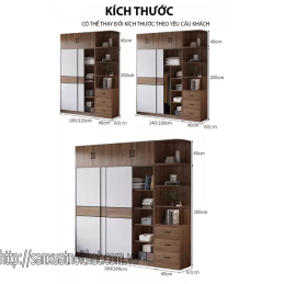 Tủ quần áo DH210 cánh lùa, thiết kế hiện đại của DOHOME